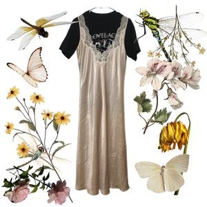 Vintage champagne maxi slip dress.